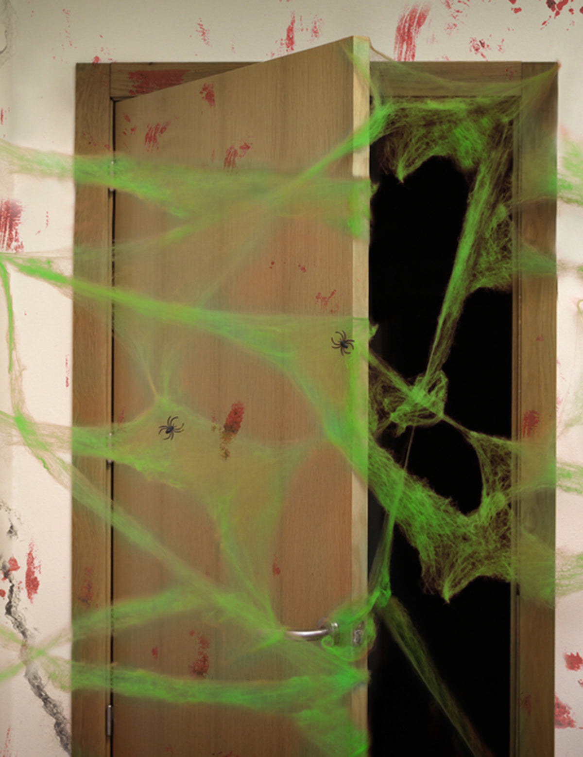 Groen spinnenweb met spinnen 20 g Halloween