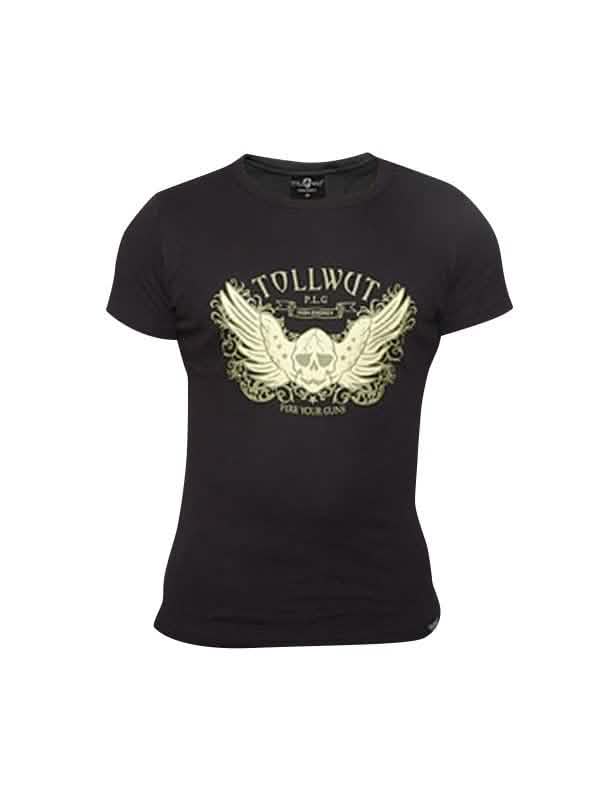 fop-shirts Tollwut Street Wear 'BREAKOUT' voor heren zwart met gevleugeld doodshoofdmotief