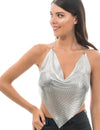 Zilveren metallic festivaltop volwassenen