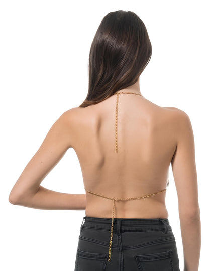 Gouden metallic festivaltop volwassenen