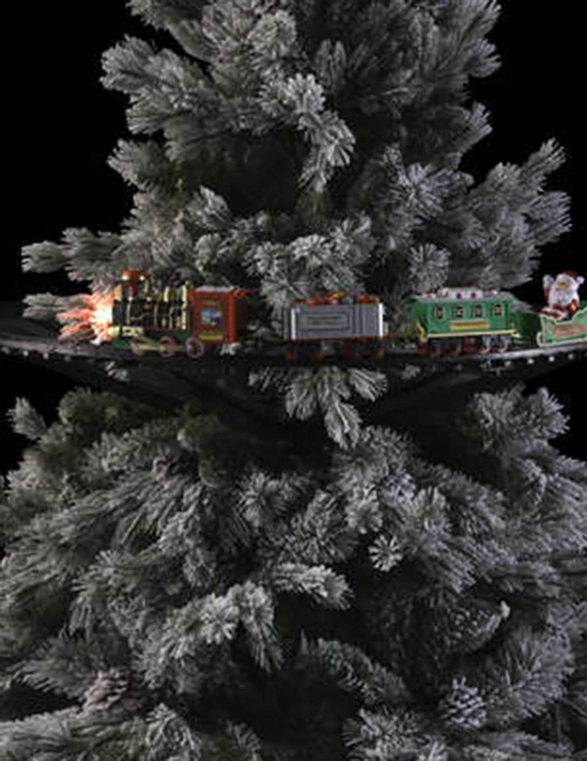 Mise en situation sur le sapin du train de noël pour sapin 23 pièces lumineux et animé