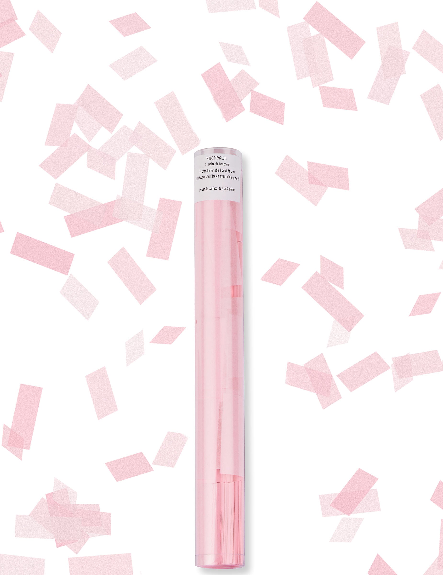Tube lanceur de confettis rectangle pour fête rose