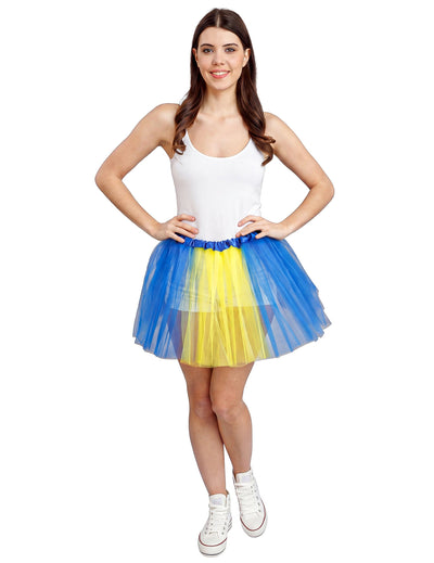 Blauwe en gele supporters tutu Zweden 39 cm