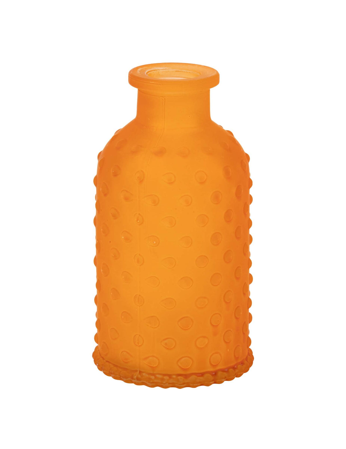 Vase en verre texturé à pois en relief orange