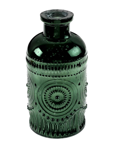 Vase vintage brillant en verre vert sapin 6 x 12 cm