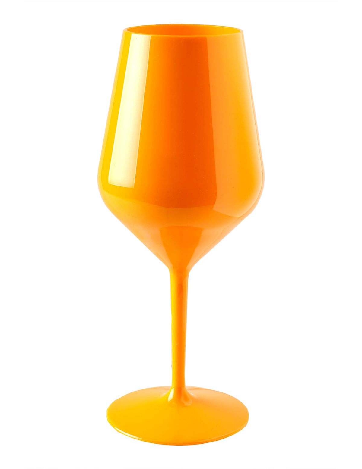 Wijnglas op voet plastic oranje 47 cl