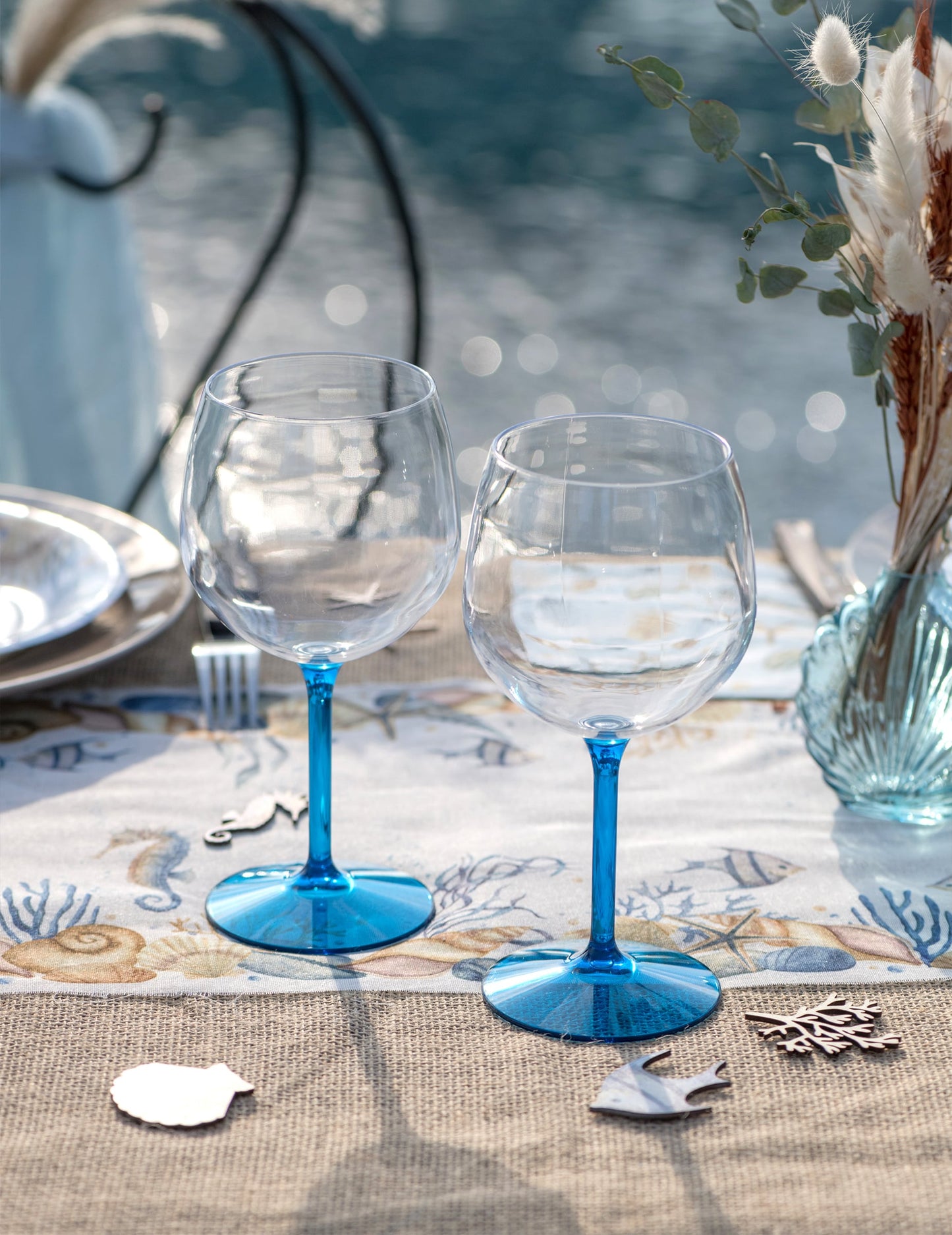 Verre ballon cocktail plastique bleu 58,2 cl