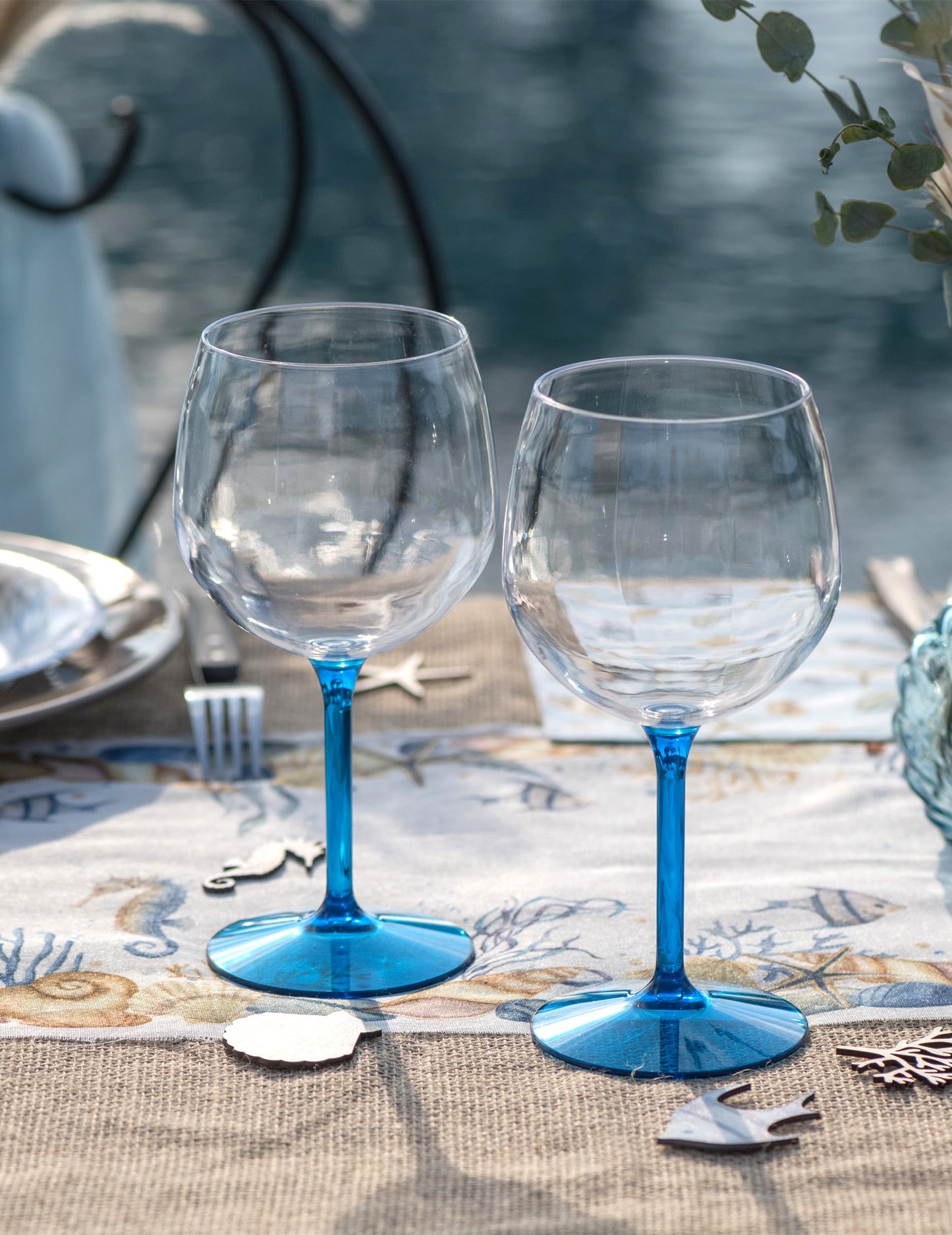Verre ballon cocktail plastique bleu 58,2 cl