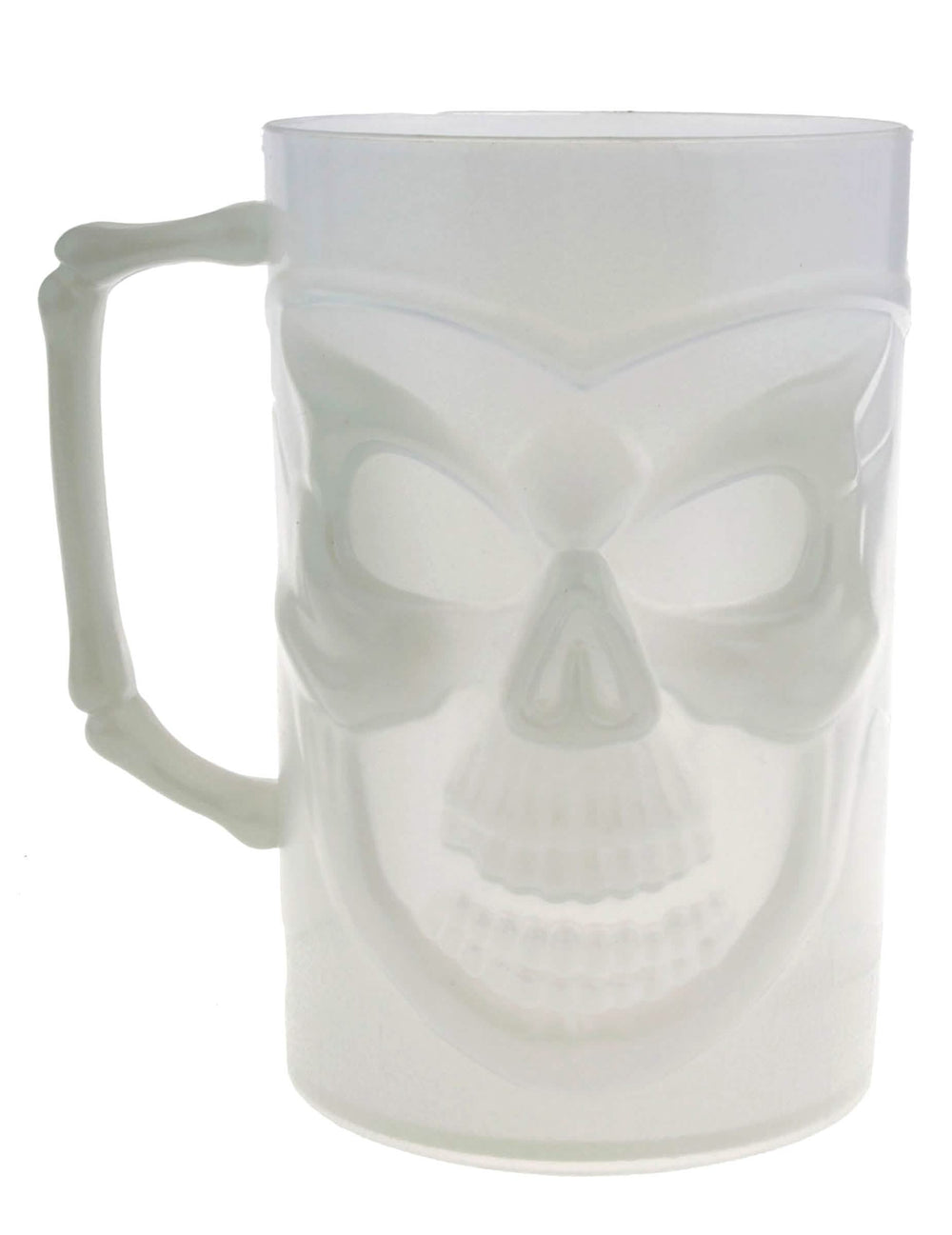 pintglas met doodshoofdschedel voor volwassenen wit fluorescerend