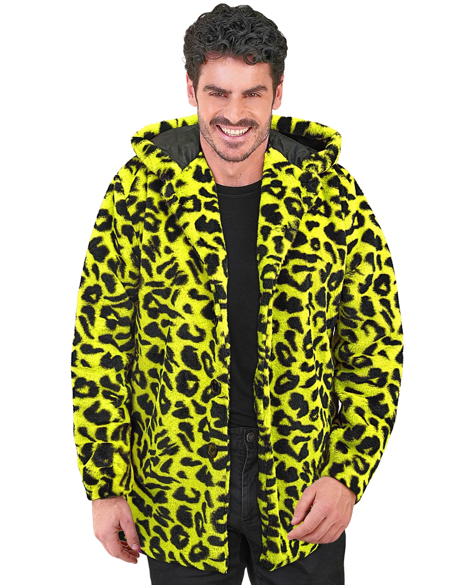Gele luipaard vest met capuchon voor volwassenen