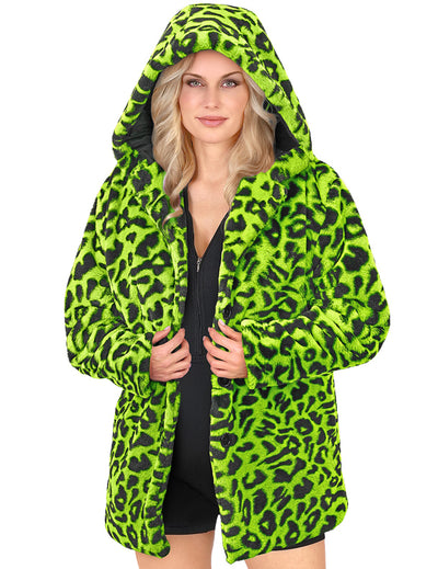 Groen luipaard vest met capuchon voor volwassenen