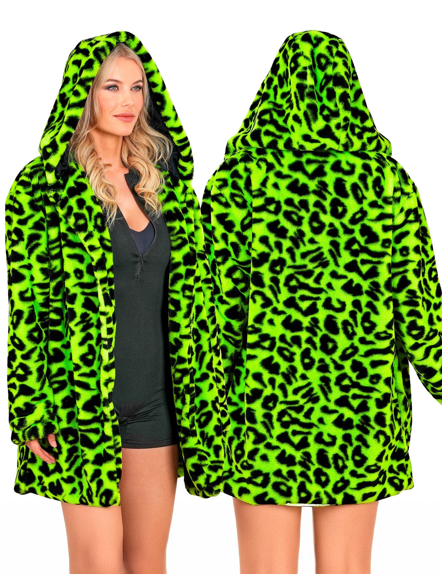Veste à capuche léopard vert adulte