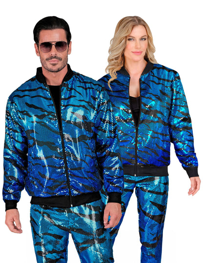 Paillettenjas blauwe golf volwassenen