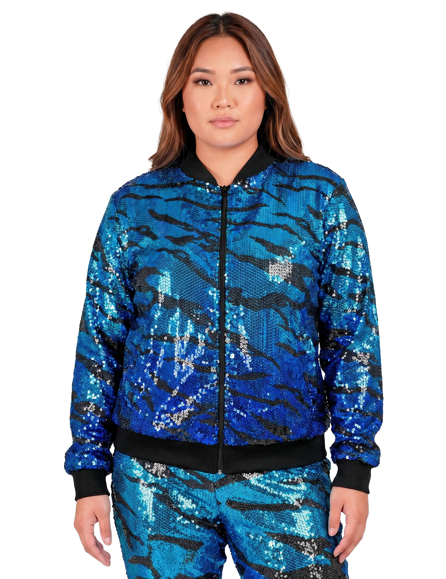 Paillettenjas blauwe golf volwassenen