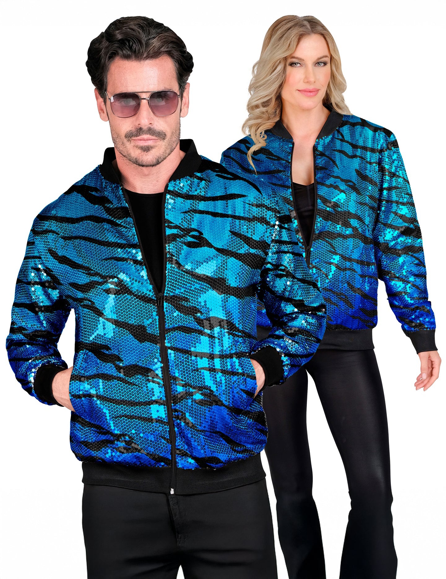 Paillettenjas blauwe golf volwassenen