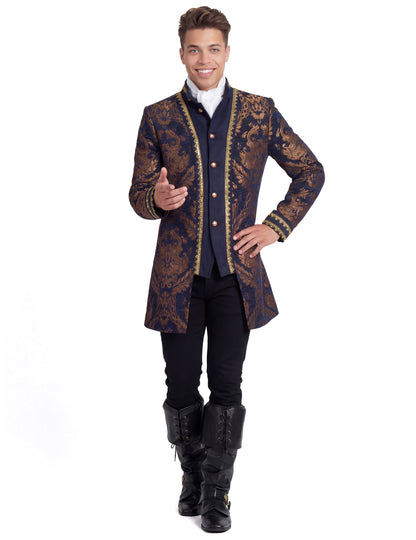Veste baroque brodée luxe bleue homme