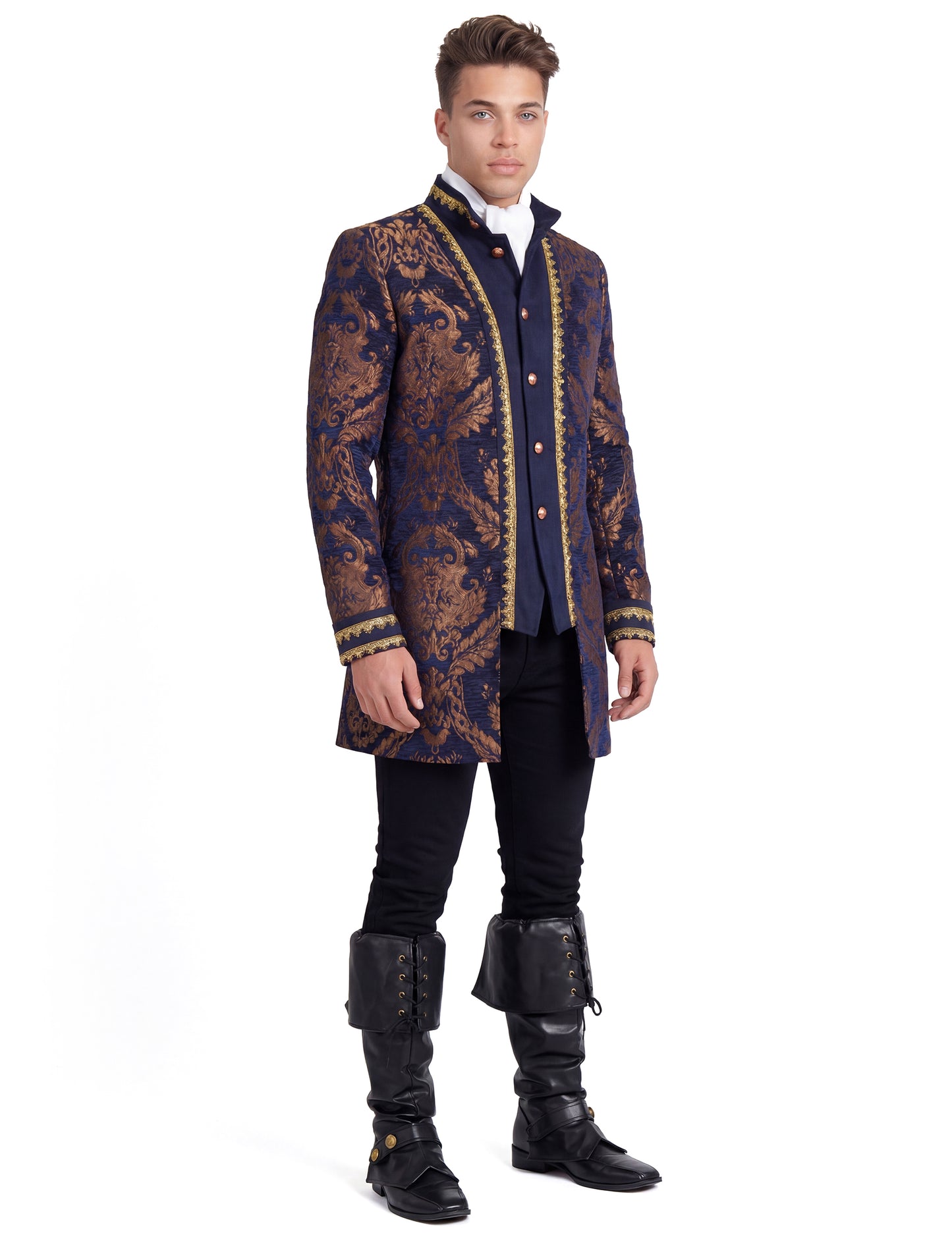 Veste baroque brodée luxe bleue homme