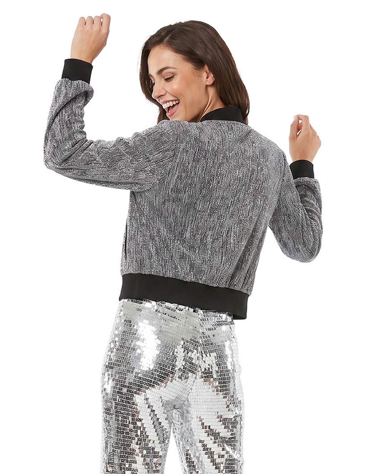 Zilveren glitterjasje voor dames