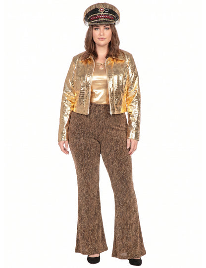 Veste croco métallique dorée femme