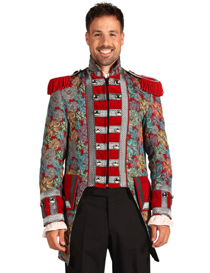 Vue de face de la veste de carnaval homme motif floral haut de gamme