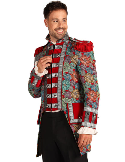 Vue de profil de la veste de carnaval homme motif floral haut de gamme