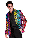 Veste de costume à sequins tigrée arc en ciel adulte