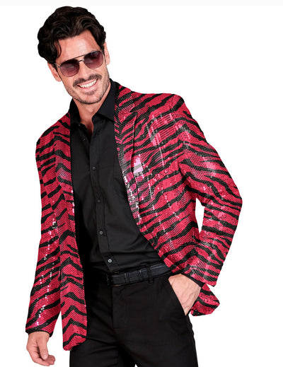 Roze zebra pailletten jasje voor volwassenen