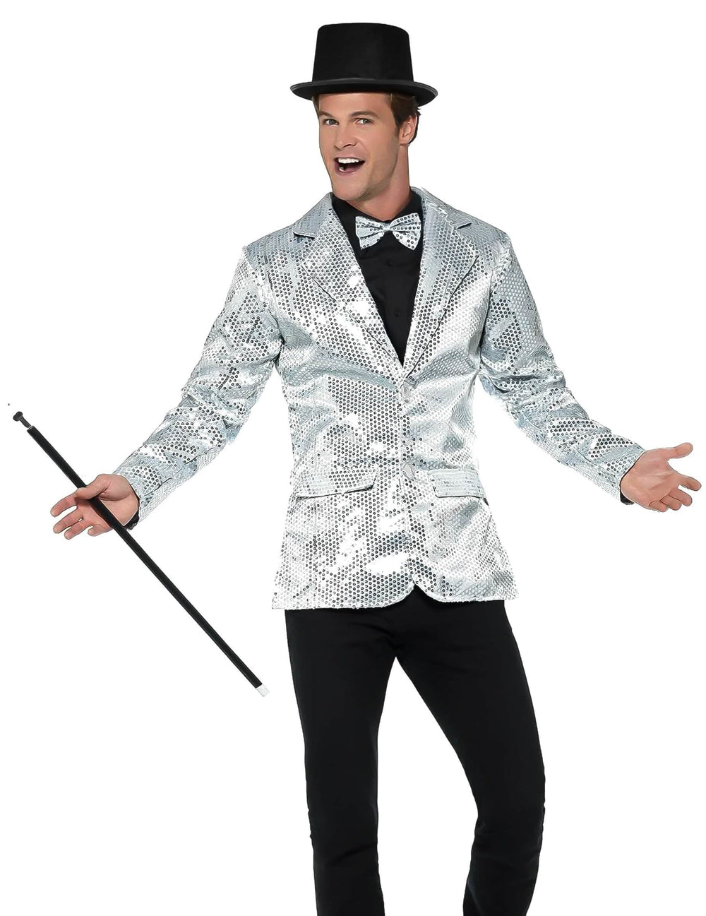 Veste disco à sequins luxe pour homme argent