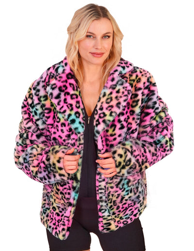 Veelkleurige luipaard teddyjas voor dames