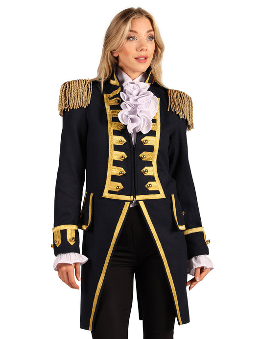 Luxe marineblauw militair jasje slag bij Waterloo voor dames