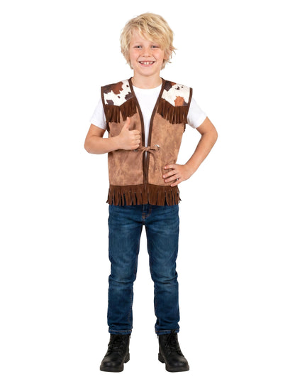 Lichtbruin western gilet voor kinderen