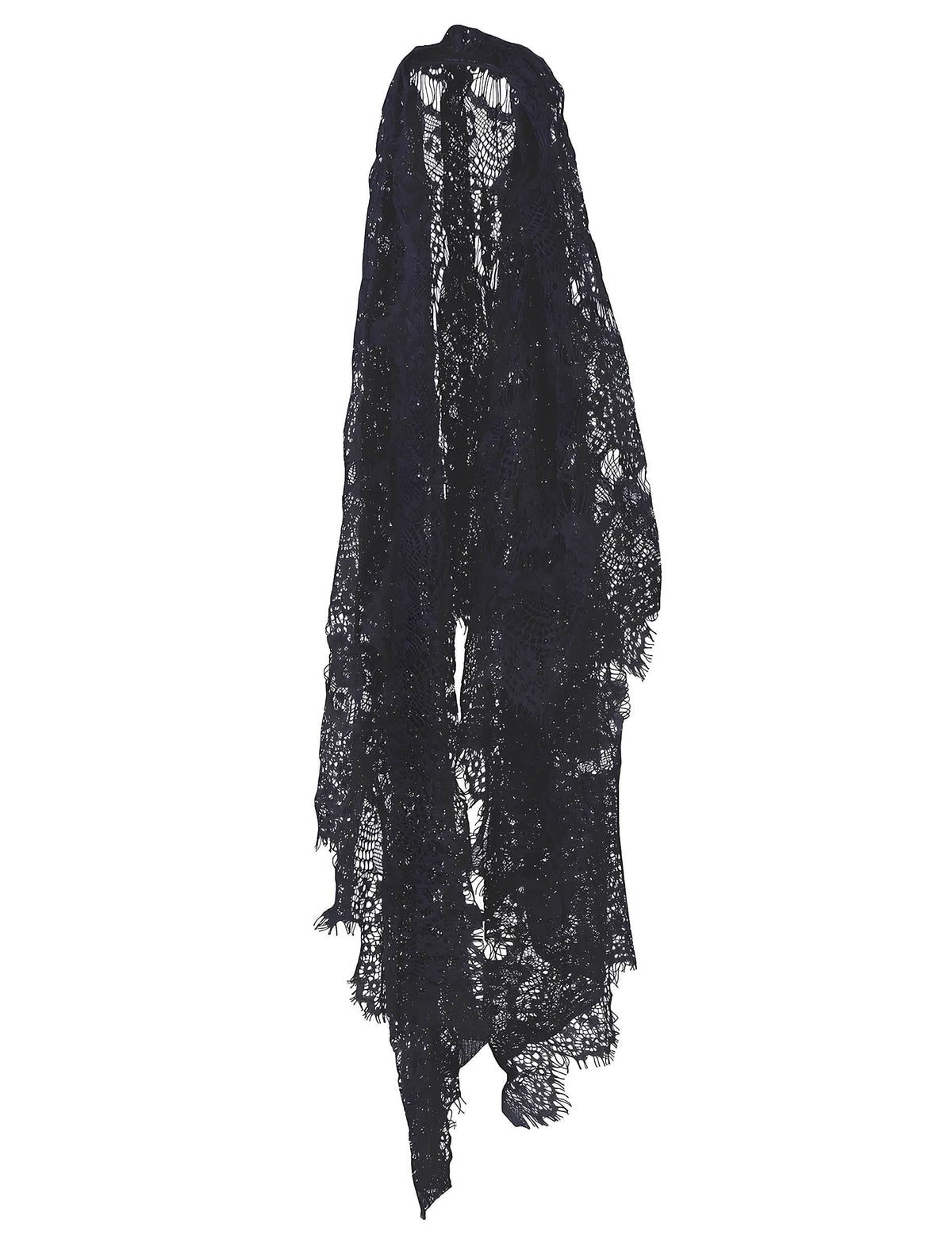 Vue de profil du voile mantille pour adulte noir