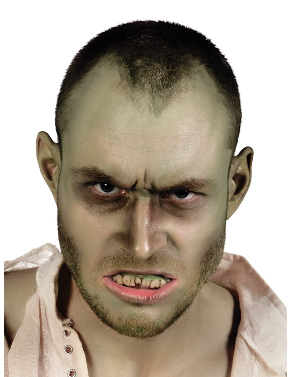 Detail van de groene tandvlees van het zombiegebit voor volwassenen halloween